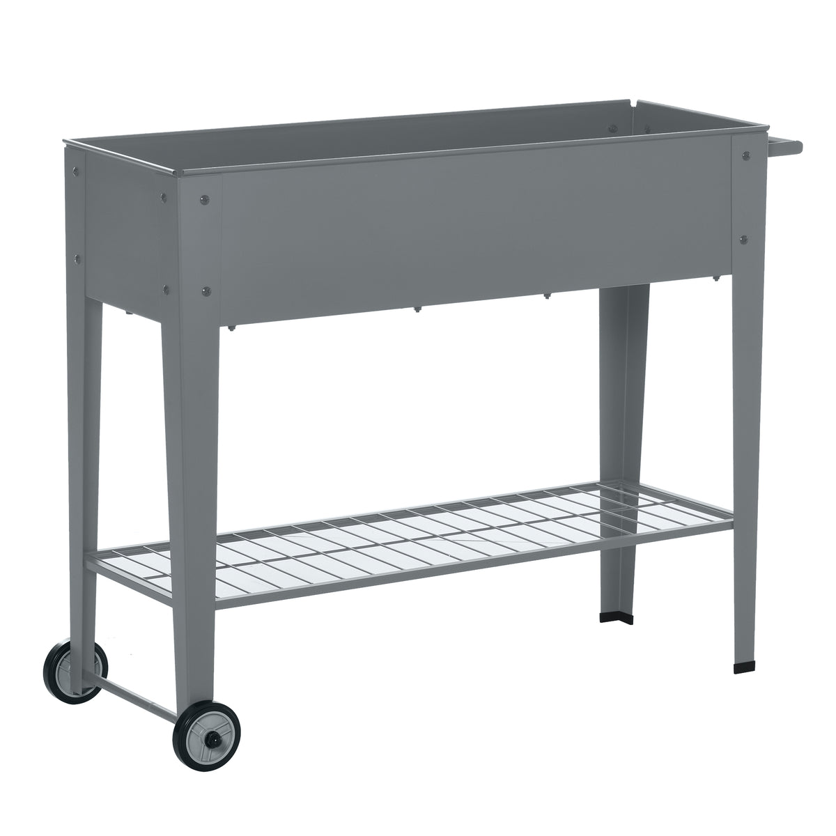 Floreira de Metal Elevada Floreira com Rodas Alça Lateral e Prateleira Inferior para Cultivo de Plantas Hortaliças Flores 104x39x80cm Cinza — foto 1