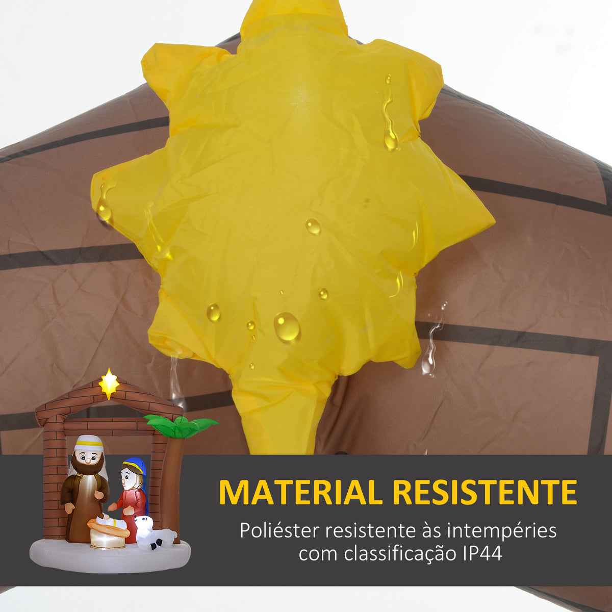 Presépio Insuflável de Natal Decoração Insuflável Natalícia com Luzes LED e Insuflador Insuflável de Natal para Exterior 150x90x185 cm Multicor — foto 5
