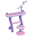 Órgão Electrónico Piano Infantil com Microfone Banquinho Luzes e 22 Canções cor Rosa — foto 1