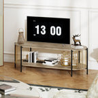 Móvel de TV Estilo Boémio Móvel de TV até 55 Polegadas com Detalhes em Corda de Papel e 2 Prateleiras Abertas para Sala de Estar Quarto 124x43,5x41 cm Madeira — foto 7