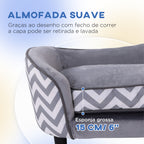 Sofá para animais de estimação Sofá acolchoado de madeira para cães e gatos com almofadas grossas e bolso de armazenamento 68,5x40,5x40,5 cm cinza — foto 5