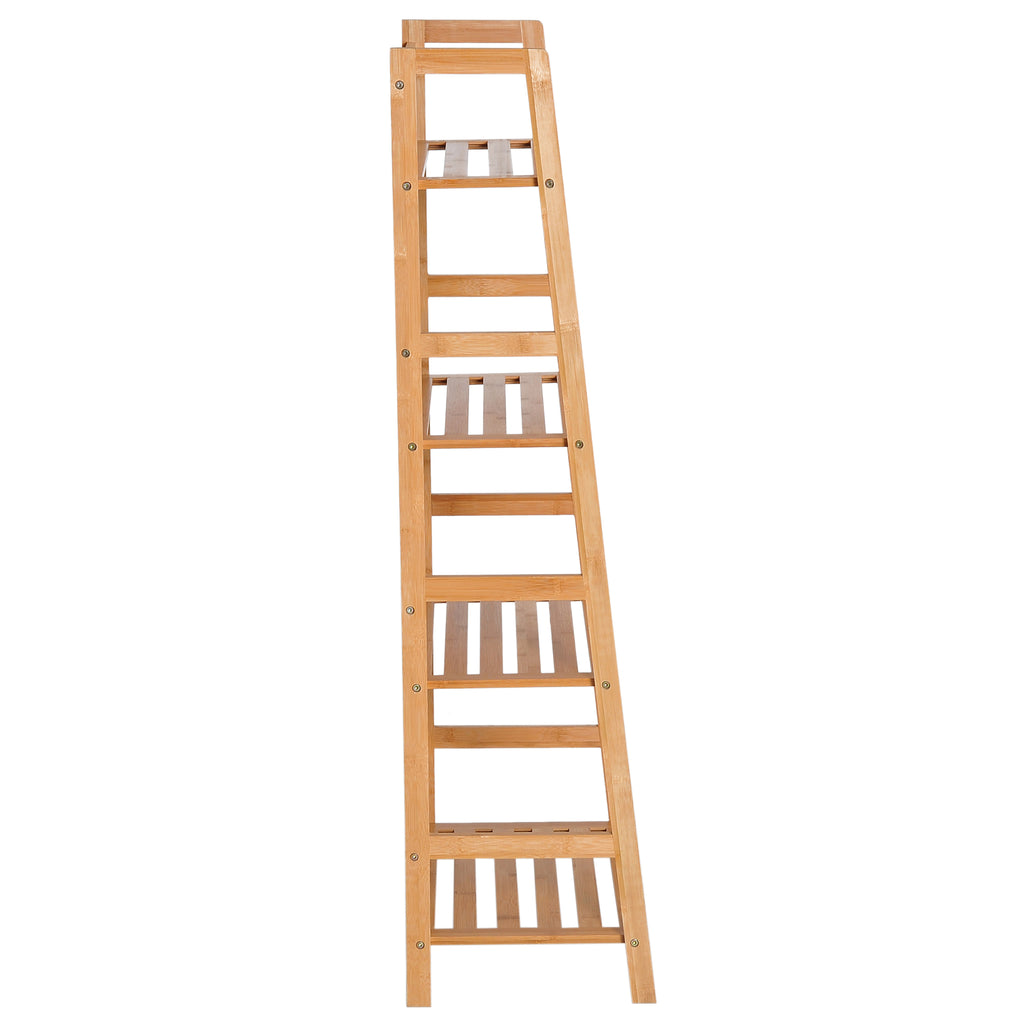 Estante de Bambu com 4 Prateleiras Estante em Forma de Escada para Casa de Banho Sala de Estar Escritório 48x31,5x120 cm Madeira — foto 8
