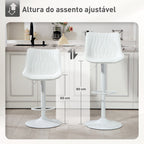 Conjunto de 2 Bancos de Bar Bancos Altos de Cozinha Giratórios com Altura Ajustável 92-110 cm Encosto Assento em Couro Sintético Estrutura de Aço e Apoio para Pés Branco — foto 7