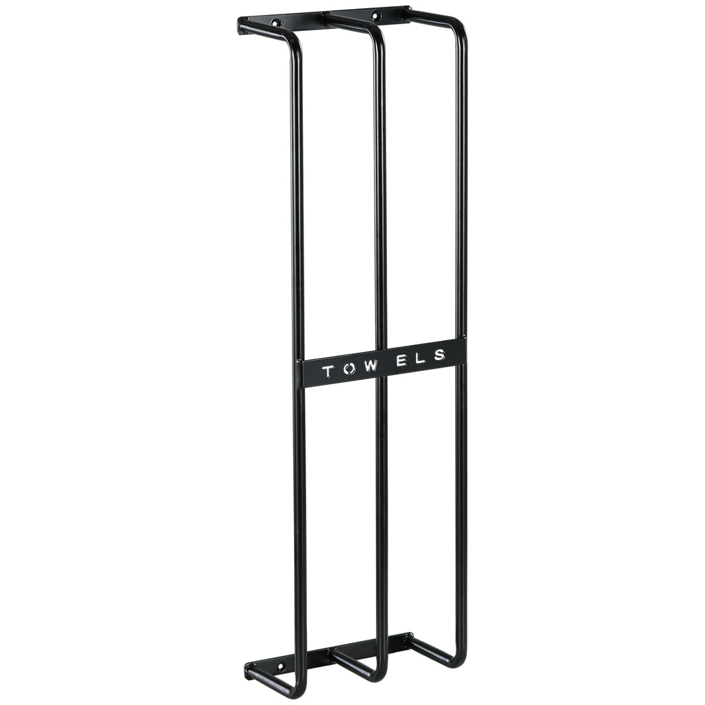 Toalheiro de Casa de Banho Toalheiro de Parede com 3 Barras e Estrutura de Metal Suporte para Toalhas 21x12x74 cm Preto — foto 1