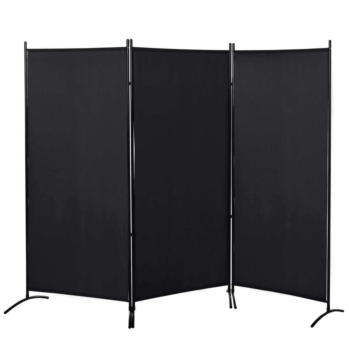 Biombo de 3 Paineis Separador de Ambientes Dobrável 253x50x182 cm Divisor de Ambientes Biombo de Privacidade com 6 Pés de Metal para Escritório Dormitório Preto — foto 1