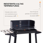 Barbecue a Carvão com Grelha Ajustável em Altura Prateleiras e Rodas para Jardim Exterior Campismo 83x45x87 cm Preto — foto 7