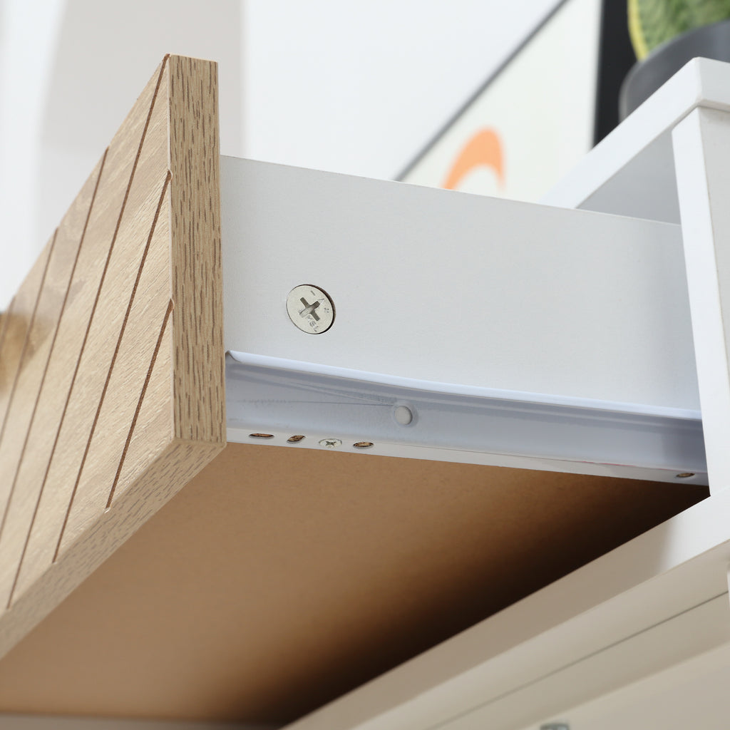 Mesa Consola 100x30x75cm Mesa de Entrada Moderno com 2 Gavetas de Armazenamento e Estrutura de Metal para Corredor Sala de Estar Branco — foto 8