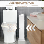 Armário de Casa de Banho Estreito Móvel de Casa de Banho com Orifício para Papel Higiénico e Prateleiras Estilo Moderno para Espaços Pequenos 19,5x19,5x65 cm Branco — foto 4