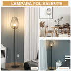 Lâmpada de pé com base de metal moderno com interruptor de pé Ф27,5x159 cm Preto — foto 7