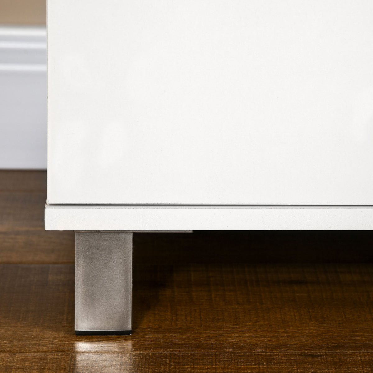 Cómoda com 4 Gavetas Cómoda de Dormitório com Pés de Estilo Moderno para Sala de Estar Entrada Corredor 112x38,2x81cm Branco — foto 9