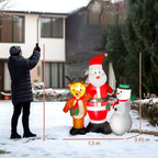 Pai Natal Insuflável 150 cm com Rena e Boneco de Neve Decoração de Natal Insuflável com Luzes LED Inflador Elétrico para Exterior Jardim Relvado 150x45x150 cm Multicor — foto 3