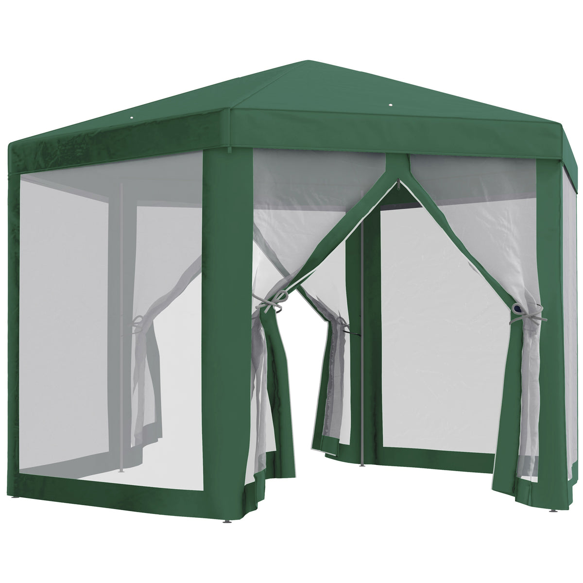 Tenda Hexagonal Tenda de Jardim com Rede Mosquiteira Portas com Zíper e Orifícios de Drenagem para Exterior Varanda 197x250 cm Verde — foto 1
