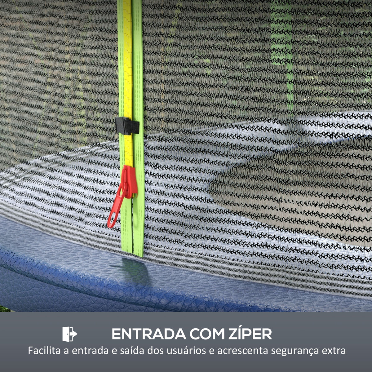 Rede de Segurança para Trampolim Ø305 cm Rede de Substituição de Trampolins para Exterior e Porta com Fecho de Correr para 6 Postes Verde — foto 5