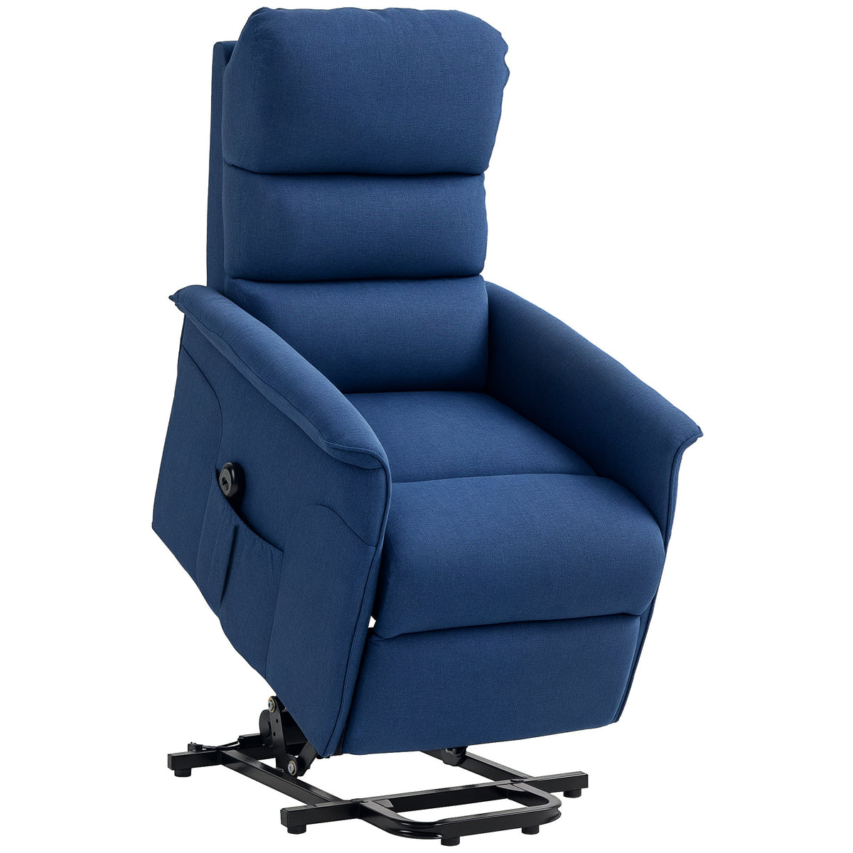 Poltrona Relax Reclinável Elétrica Poltrona Levanta Pessoas com Controlo Remoto e Bolso Lateral Poltrona Elétrica para Sala de Estar Dormitório 66x90x96 cm Azul — foto 1