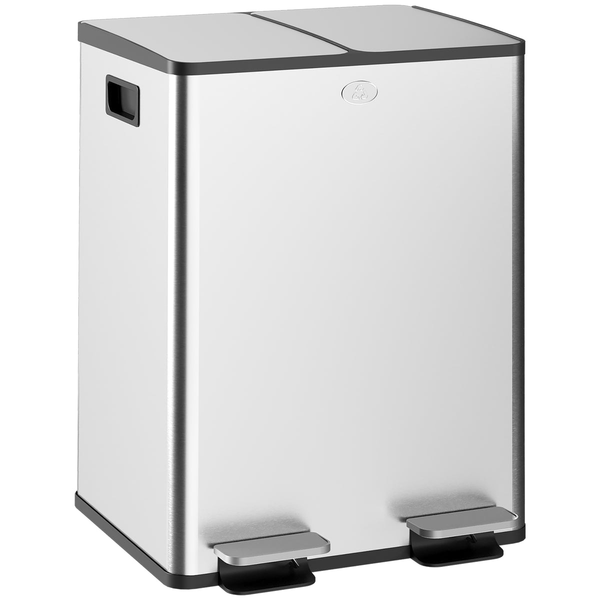 Balde de Lixo de Cozinha com 2 Compartimentos 2x20L Cubo de Lixo de Aço Inoxidável com Pedal Tampa de Fechamento Suave e Cubo Amovível para Escritório Cozinha Prata — foto 1