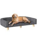 Sofá para Cães Cama Elevada para Cães Estofada com Almofada Lavável e Pés de Madeira de Pinho Carga Máxima 40 kg 98x67x25 cm Cinza Escuro — foto 1