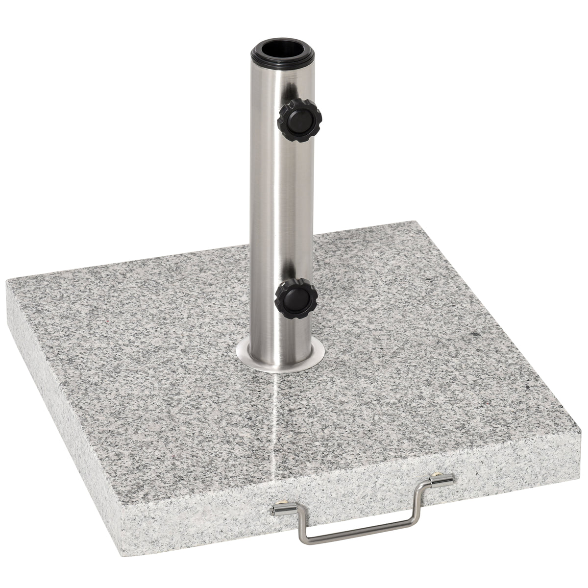 Base para Chapéu de Sol de Mármore Universal com 2 Rodas e Alça de Transporte para Mastros de Ø35/38/42mm Suporte para Chapéu de Sol de Exterior 42x42x36cm Cinza — foto 1