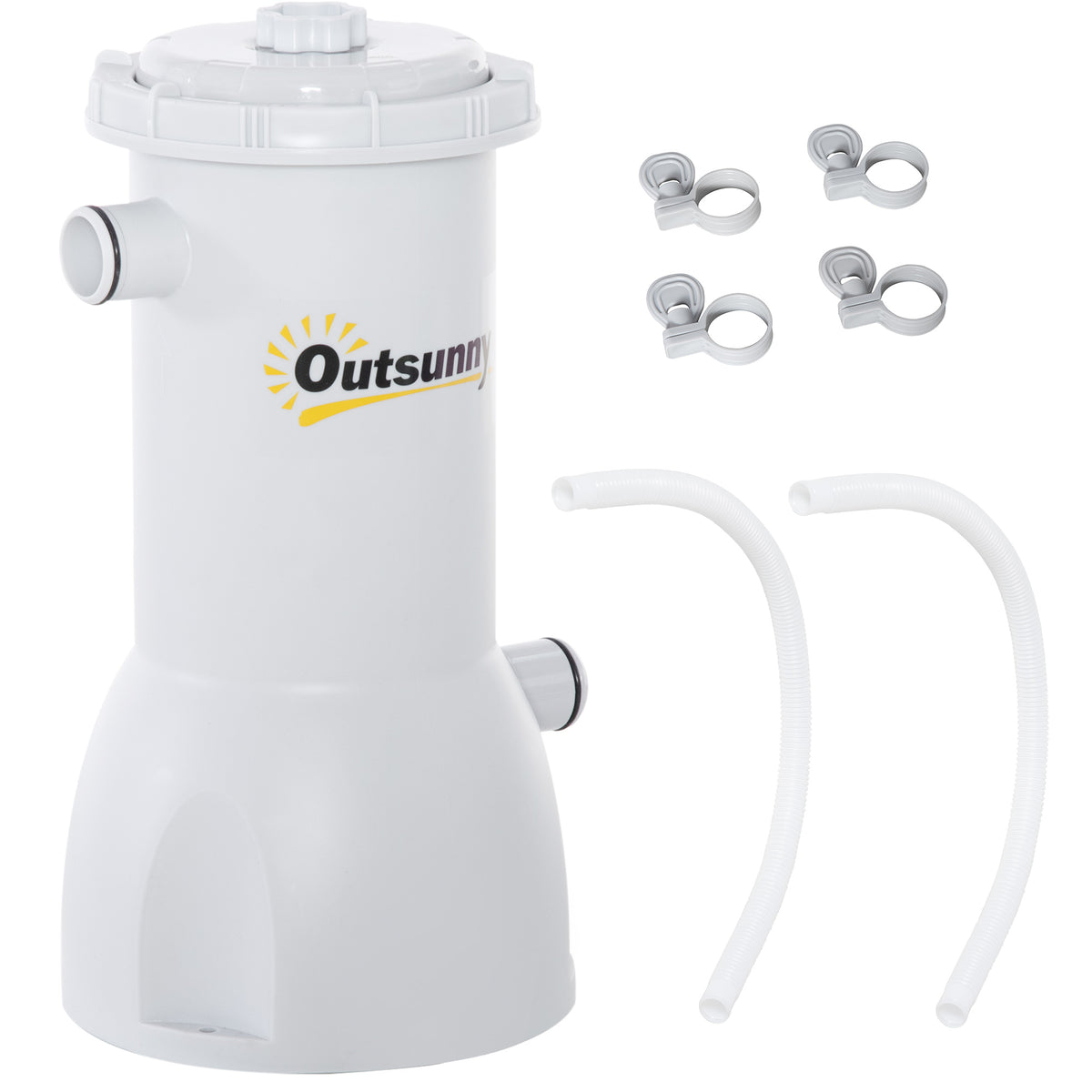 Filtro Purificador 4.000L/H para Piscinas de 15.000L com Bolas de Filtro e Mangueiras de Conexão de 30mm Comprimento 100cm Ø21x35cm Cinza — foto 1