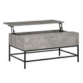 Mesa de Centro Elevável Mesa de Café Versátil com Armazenamento Oculto Pés de Metal para Sala de Estar Sala de Jantar 90x60,5x45,5 cm Cinzento e Preto — foto 1