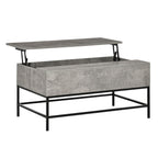 Mesa de Centro Elevável Mesa de Café Versátil com Armazenamento Oculto Pés de Metal para Sala de Estar Sala de Jantar 90x60,5x45,5 cm Cinzento e Preto — foto 1