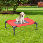 Cama para Animais de Estimação Cama Elevada para Cães Gatos Portátil Tecido Transpirável para Exterior Interior 64x46x18cm Vermelho — foto 2