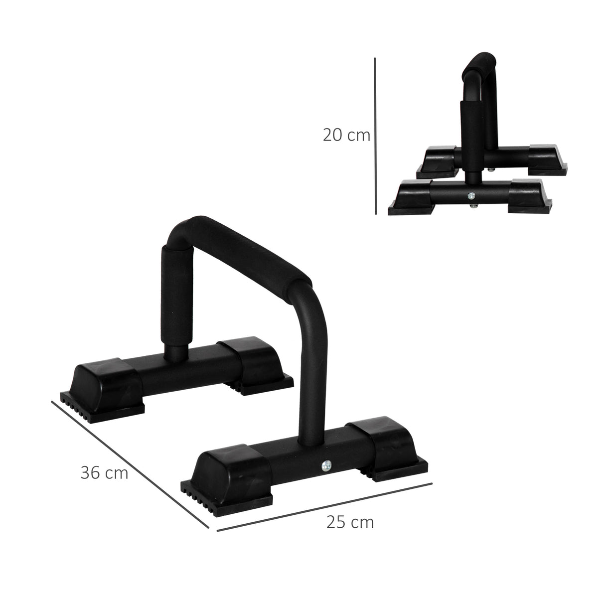 Barras Paralelas de Calistenia em Aço com Base Antiderrapante e Pegas Acolchoadas para Treino de Fitness em Ginásio ou em Casa 36x25x20 cm Preto — foto 3