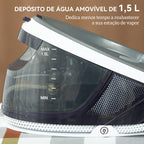 Ferro com Caldeira 2600W 100 g/min 8 Bares Função ECO Base de Cerâmica Engomagem Vertical Potente Desligamento Automático Sistema Anticalcário Autolimpeza Depósito Removível 1,5 L 37x19,8x24 cm Azul — foto 5