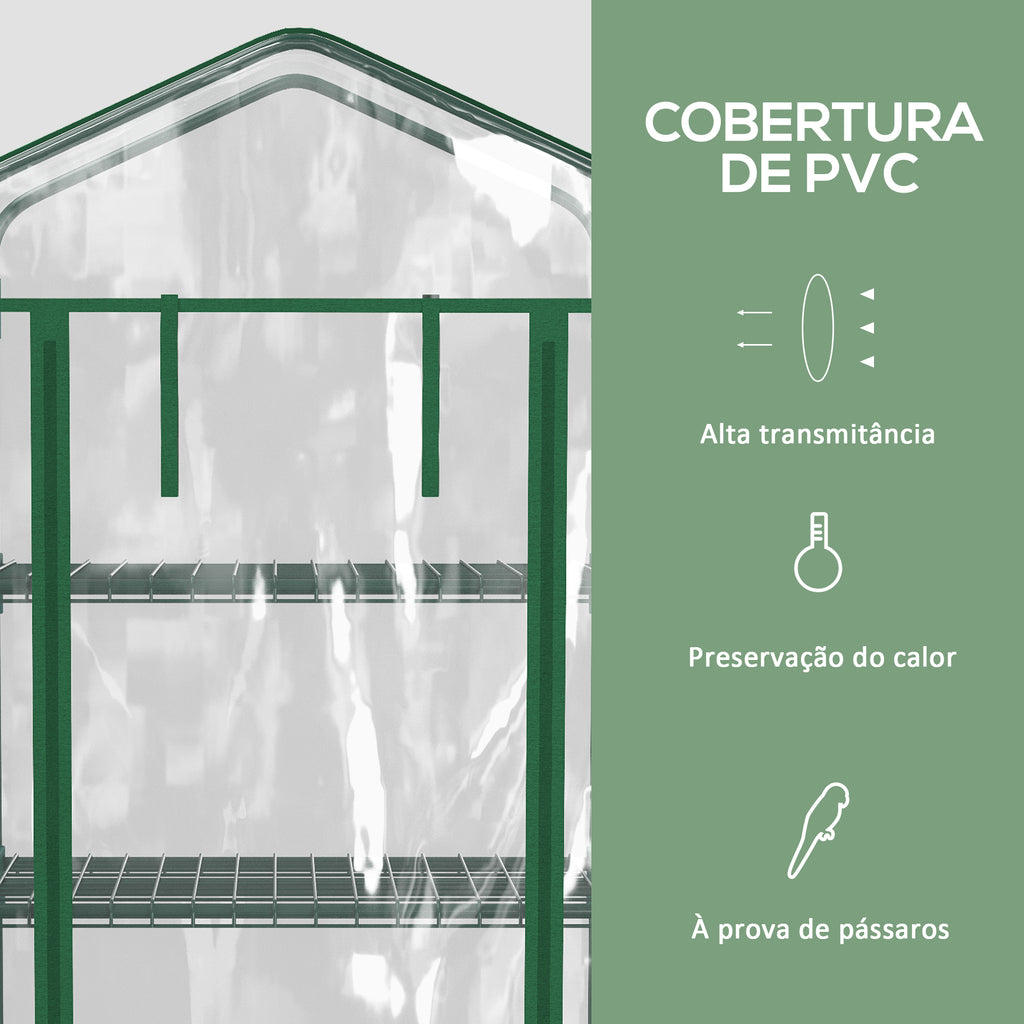 Estufa de Exterior com 4 Prateleiras e Rodas, Estufa Compacta com Porta Enrolável, Estrutura de Aço e Cobertura de PVC, Anti-UV para Plantas, Vasos, Flores, 70x50x165 cm, Transparente — foto 4