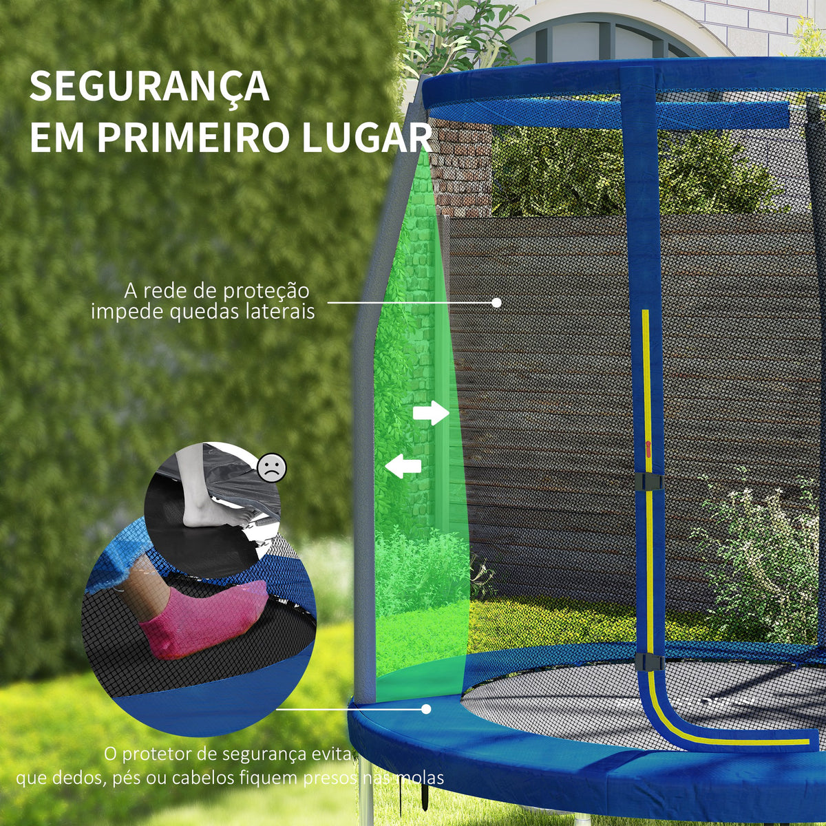 Trampolim Infantil Ø183 cm, para Crianças acima de 6 Anos com Rede de Segurança Barras Acolchoadas Capa de Segurança e Estrutura de Aço Interior e Exterior — foto 4