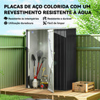 Abrigo de Jardim 1,07m² 142x84x189cm Abrigo de Jardim de Aço Galvanizado com Porta Fechadura e Orifícios de Drenagem para Armazenamento de Ferramentas Cinza — foto 3