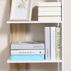 Prateleira de armazenamento com 5 prateleiras Estante multiuso para escritório com base elevada Design elegante 45x21x170 cm Branco e carvalho — foto 8