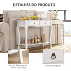 Mesa Tipo Consola para Sala de Estar Consola para Entrada com 2 Gavetas e Prateleira Inferior 100x33x75cm Branco — foto 6