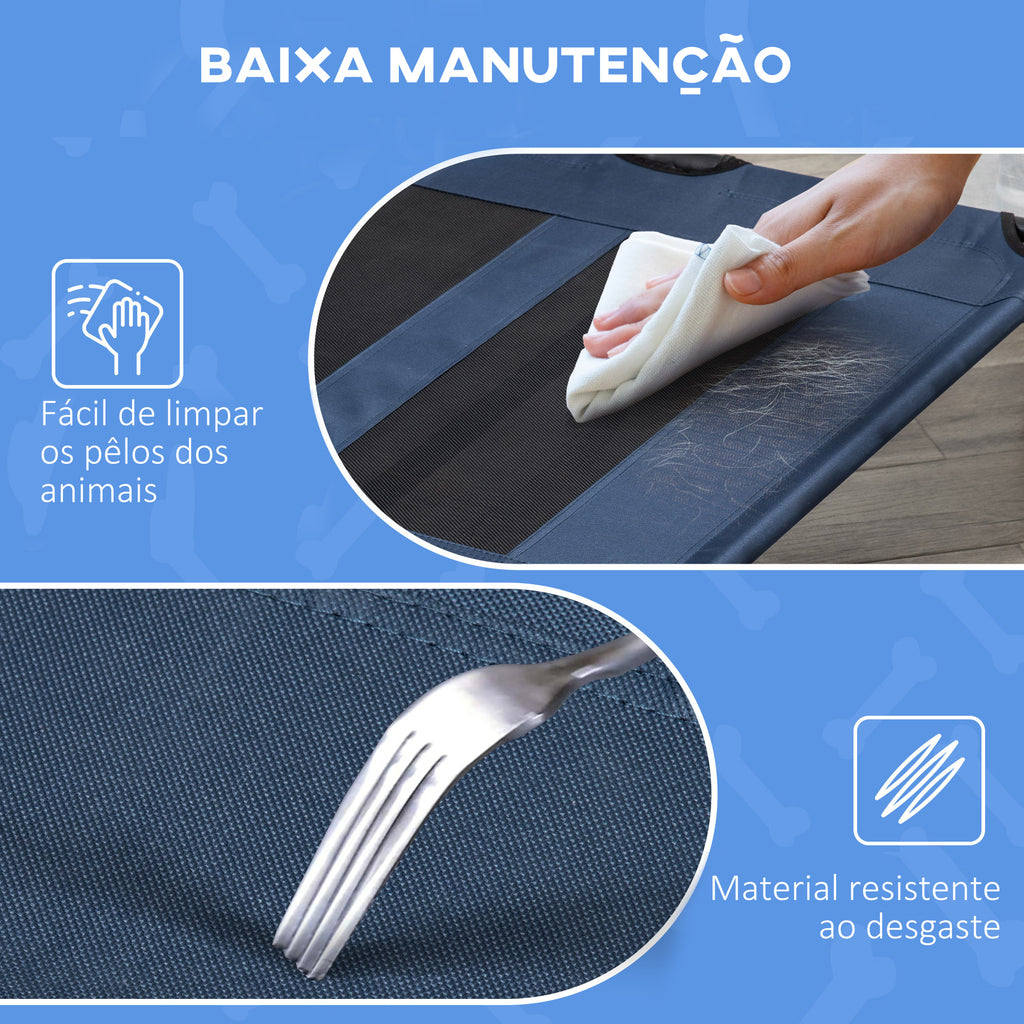 Cama para Animais de Estimação Cama Elevada para Cães Gatos com Tecido Transpirável para Dormir Relaxar Exterior Jardim Terraço 122x91x23cm Azul — foto 5
