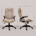 Cadeira de Massagem com 6 Pontos de Massagem Cadeira de Escritório Reclinável até 130° com Função de Aquecimento Altura Ajustável e Rodas para Estúdio 68x72x110-120 cm Marrom Claro — foto 3