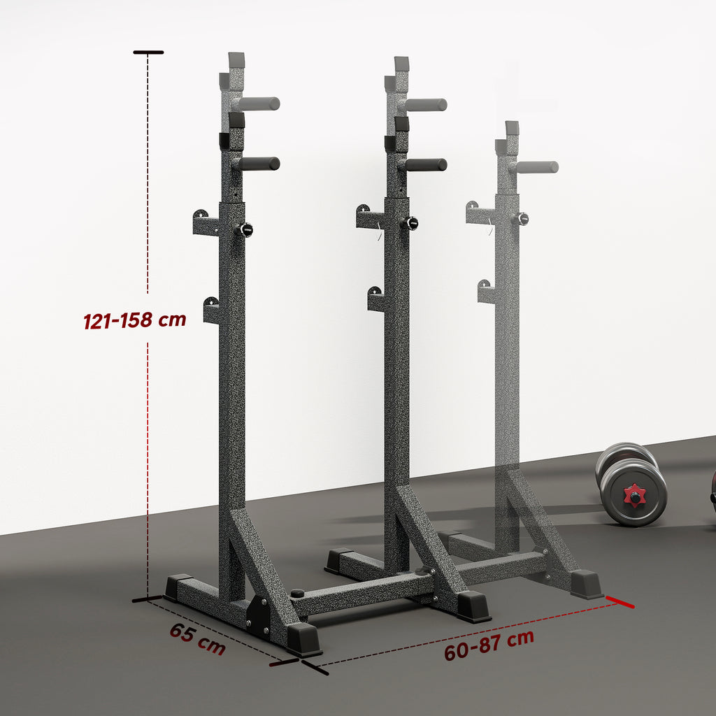 Suporte para Barras de Pesos Multifuncional com Largura e Altura Ajustáveis Suporte de Musculação com Estrutura de Aço Carga 200 kg para Treino em Casa Ginásio 60-87x65x121-158 cm Preto — foto 3