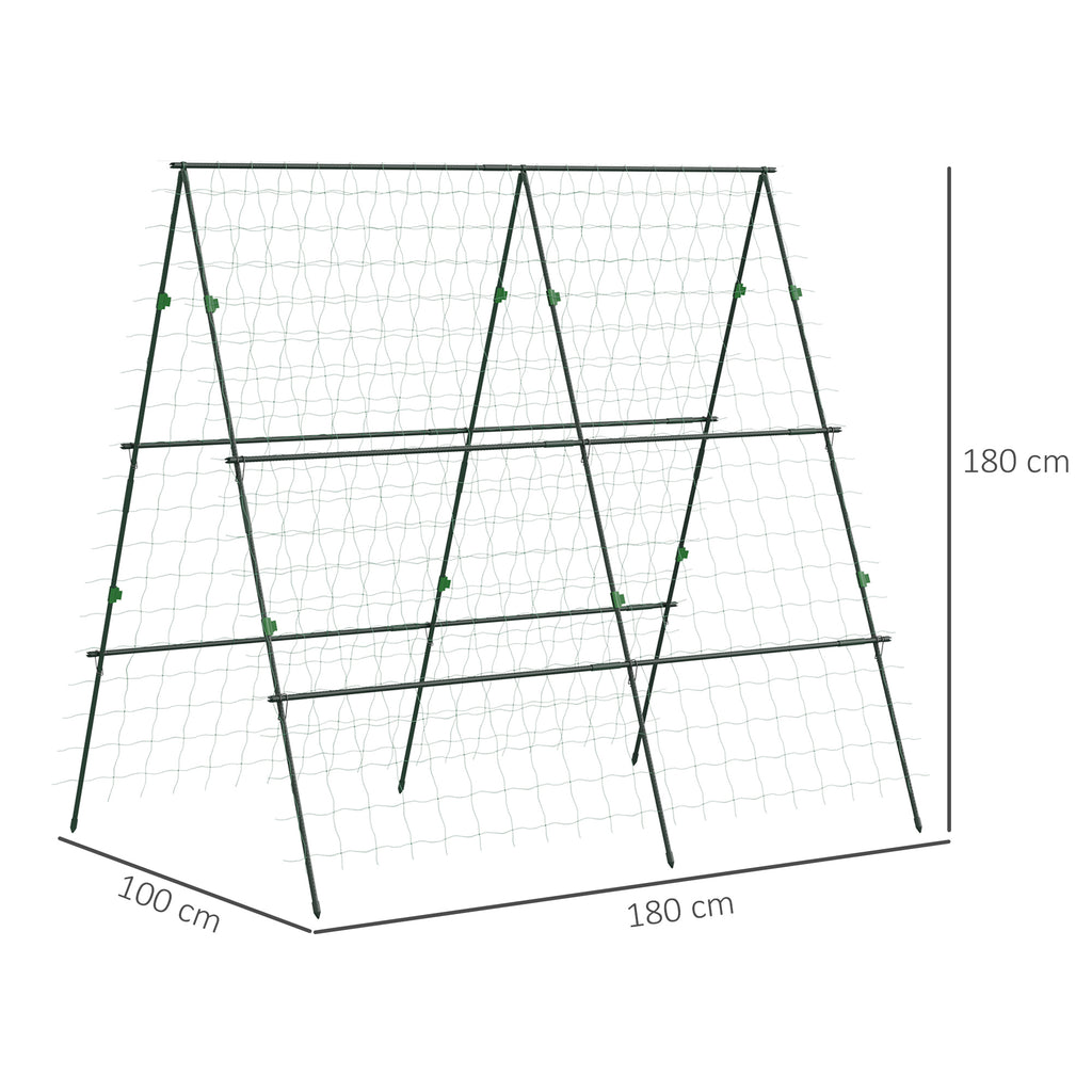 Treliça de Jardim Triangular Suporte para Plantas Trepadeiras com Estrutura em Aço para Frutas Legumes Flores e Decoração para Exterior Pátio Varanda 180x100x180 cm Verde — foto 3