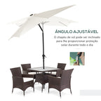 Chapéu de Sol com Luzes LED 268x205x248 cm Chapéu de Sol de Jardim Inclinável até 45° Anti-UV e Abertura a Manivela para Pátio Varanda Creme — foto 6