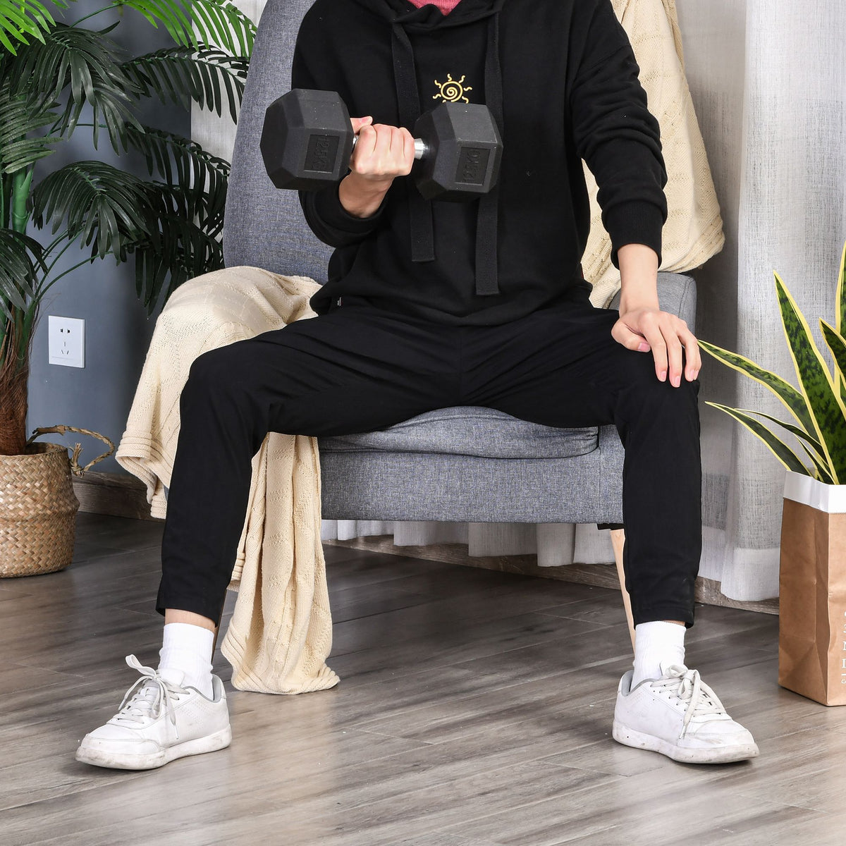 Haltere Hexagonal 12,5 kg em Ferro Fundido Pesos de Aço Revestidos a Borracha com Pega Texturizada para Musculação Treino em Casa Ginásio Preto — foto 2