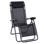 Conjunto de 1 Mesa e 2 Espreguiçadeiras Conjunto de Exterior Dobrável e Portátil para Jardim Praia Relaxante com Encosto Reclinável Textilene Aço Preto — foto 6