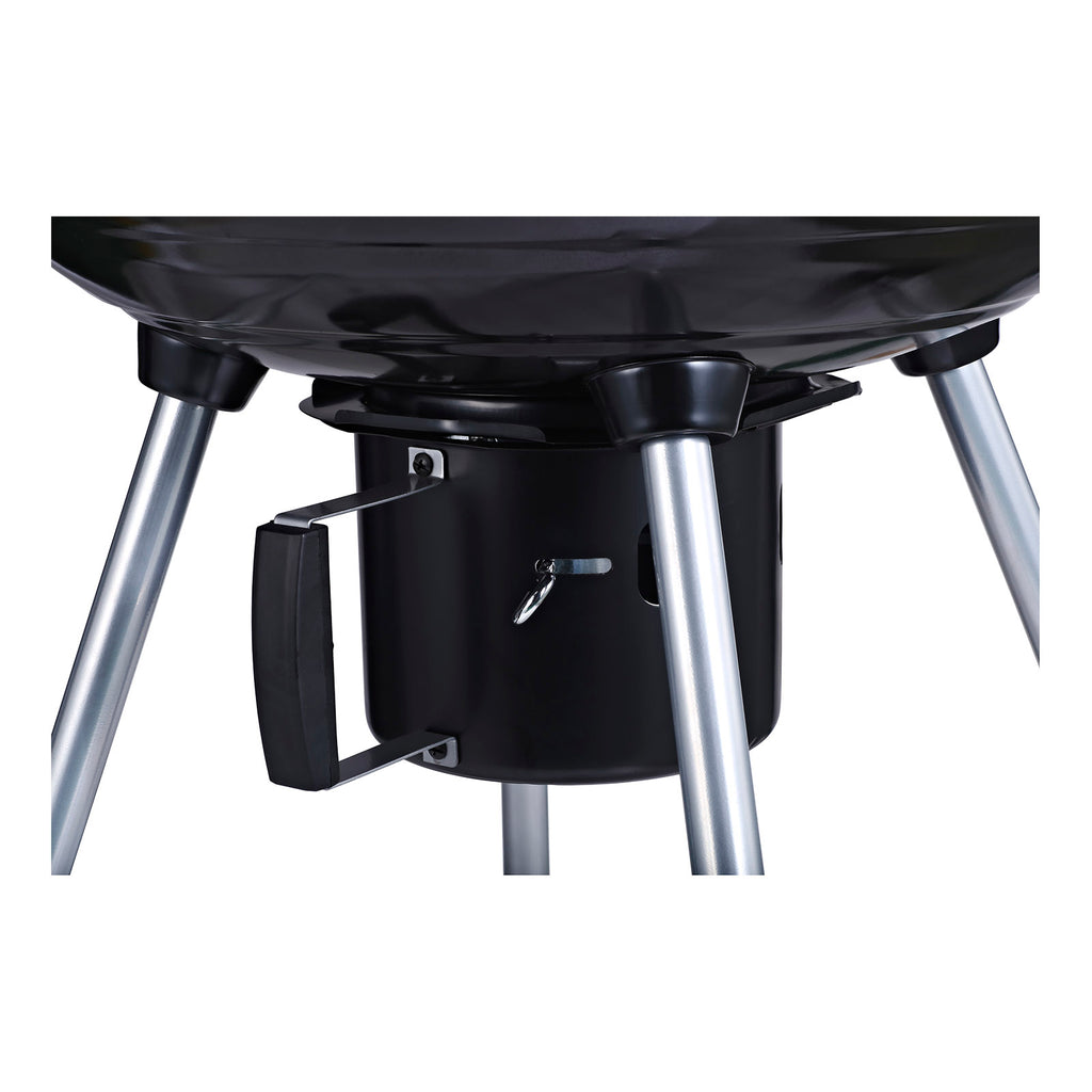 Barbecue a Carvão com Termômetro Barbecue a Carvão com Prateleira e Rodas para Jardim Exterior Campismo 57x63x94 cm Preto e Prata — foto 4