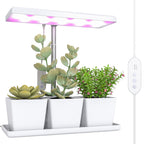 Luz de Crescimento com 30 LED de Espectro Completo Ajustável em Altura com Temporizador Automático 8/12/16/24H 5 Níveis de Brilho e 3 Vasos para Estufa Jardim 31,8x13,4x18,6-35,6 cm Branco — foto 1