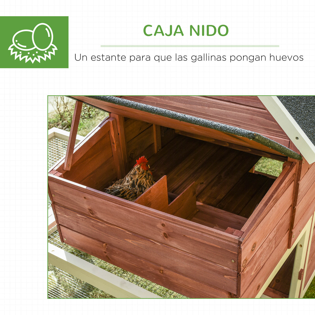 Galinheiro externo de madeira com 2 gabinetes para execução Customizável ​ rampa e ninho com telhado de asfalto 290x71x119 cm Vermelho — foto 7