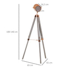 Candeeiro de Pé com Tripé de Madeira Suporte para Lâmpada E14 Máx. 25W IP20 Altura Ajustável Interruptor de Pé Candeeiro de Pé para Sala de Estar Dormitório Escritório Ø65x100-140cm Madeira Envelhecida e Ouro Rosa — foto 3