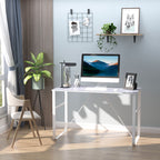 Secretária com Bancada de Vidro Temperado Carga Máxima 80kg Estilo Moderno para Escritório Estúdio Dormitório 120x60x74,5cm Branco — foto 2