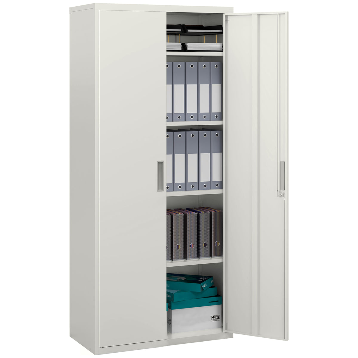Armário para Arquivos de 5 Níveis com Chaves Prateleiras Ajustáveis Armário de Arquivos Metálico para Escritório Estudio Sala de Estar 80x40x180 cm Branco — foto 1
