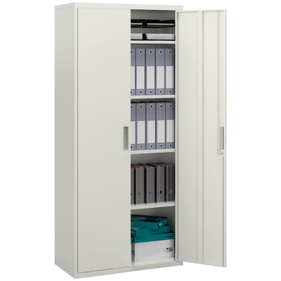 5-stufiger Aktenschrank mit Schlüssel Verstellbare Ablagen Metall-Aktenschrank für Büro Wohnzimmer 80x40x180 cm Weiß