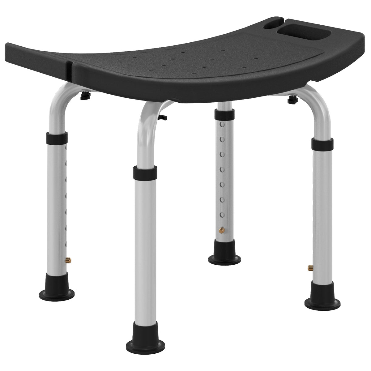 Banco de Duche Banco de Segurança para Duche com Altura Ajustável em 8 Posições com Base de Borracha Antiderrapante 50x36x39,5-56,5 cm Preto — foto 1