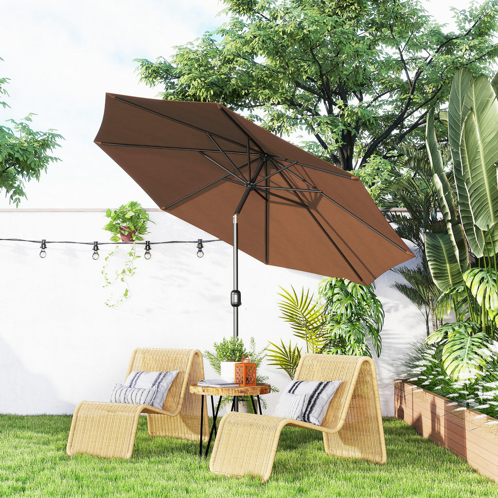 Chapéu de Sol de Jardim Ø295x250cm com Manivela Chapéu de Sol Exterior com Mecanismo de Inclinação e Mastro Desmontável de Metal para Terraço Piscina Pátio Café — foto 2