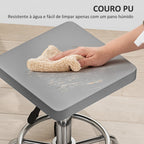 Banco Giratório Banco com Rodas Altura Regulável 50-66 cm Assento Estofado em Imitação de Couro Descanso para os Pés para Salões e Oficinas 34x34x50-66 cm Cinzento — foto 7