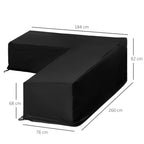 Capa Protetora para Móveis de Jardim em Forma de L Cobertura para Sofás Exterior com Fivelas de Tração Tecido Oxford 600D Impermeável 260x192x82cm Preto — foto 3